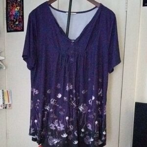 Elegant Purple Floral Women's Blouse